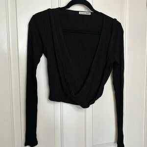 EUC REFORMATION JEANS Petalo Top black ribbed size XS